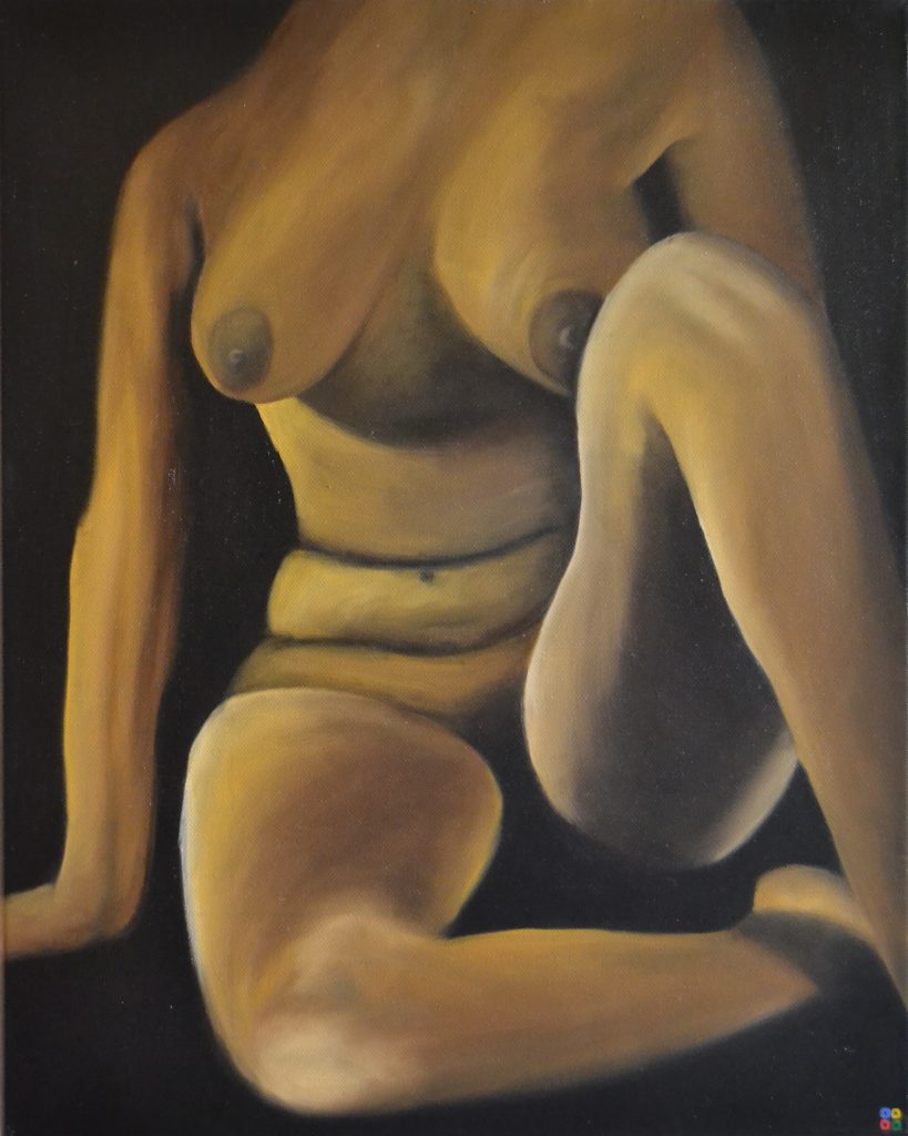 Pintura de una mujer desnuda sentada